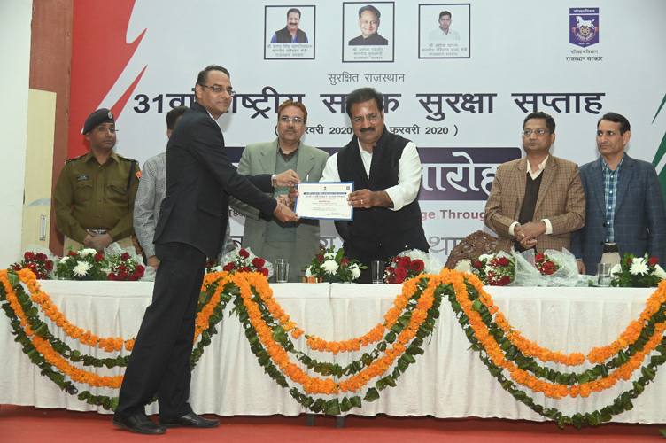 Being Felicitated by Hon'ble Transport Minister,Rajasthan During National Road Safety Week